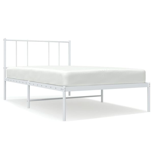 vidaXL Estrutura de cama com cabeceira 100x190 cm metal branco