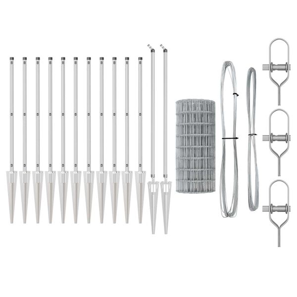 vidaXL Cerca com Poste Prateado 1 x 10 m A&ccedil;o