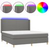 vidaXL Cama box spring c/ colch&atilde;o e LED 180x200 cm tecido cinza-escuro