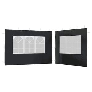 vidaXL Parede lateral com janela p/ tenda de festas 2 pcs PE antracite