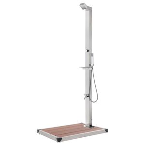 vidaXL Chuveiro de jardim c/ base castanha 225 cm a&ccedil;o inoxid&aacute;vel