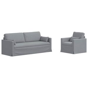 vidaXL Conjunto de Sof&aacute;s 2 unid. Cinzento-claro tecido