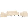 vidaXL 3 pcs conjunto sof&aacute;s c/ almofadas/almofad&otilde;es veludo cor creme