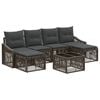 vidaXL Conjunto de Sof&aacute; de Jardim Ajust&aacute;vel 7 pcs Cinzento vime PE