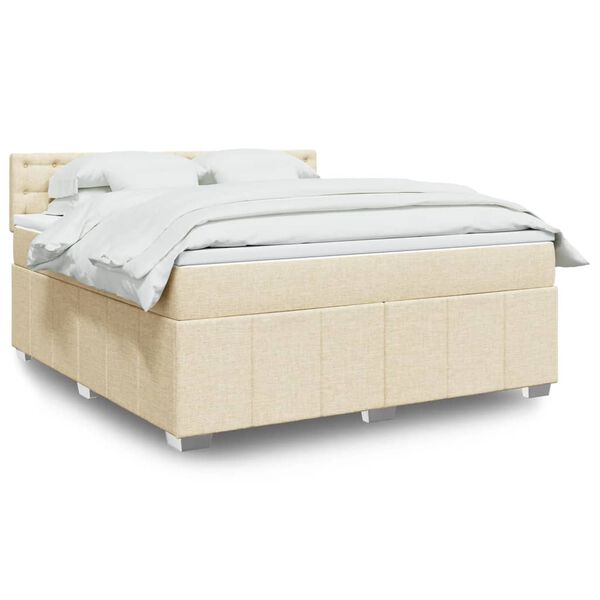 vidaXL Cama com molas/colch&atilde;o 180x200 cm tecido cor creme