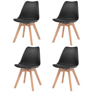 vidaXL Cadeiras de jantar 4 pcs pl&aacute;stico preto