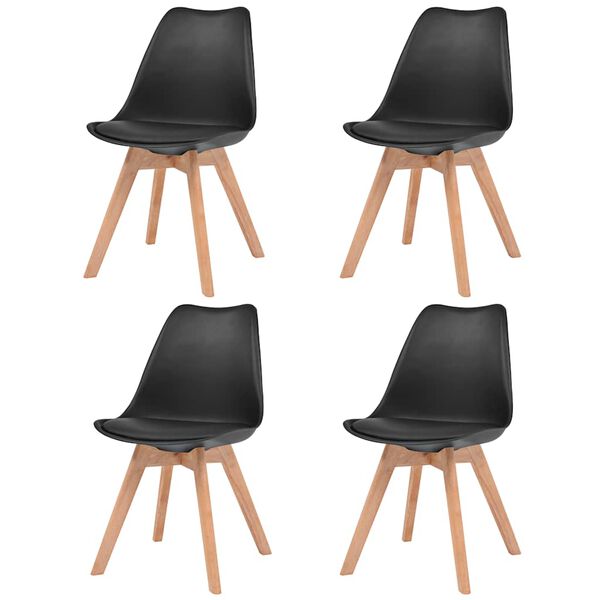 vidaXL Cadeiras de jantar 4 pcs plástico preto