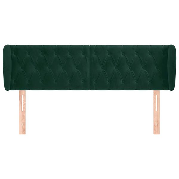 vidaXL Cabeceira de cama c/ abas veludo 147x23x78/88cm verde-escuro
