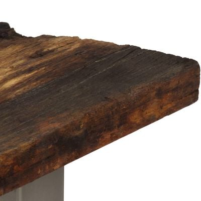 vidaXL Mesa consola em madeira recuperada maciça e aço 120x35x76 cm
