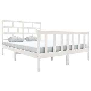 vidaXL Estrutura de cama 160x200 cm madeira de pinho maci&ccedil;a branco