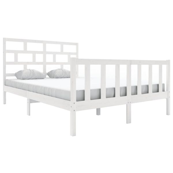 vidaXL Estrutura de cama 160x200 cm madeira de pinho maciça branco
