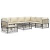 vidaXL 8 pcs conjunto lounge de jardim c/ almofad&otilde;es vime PE antracite