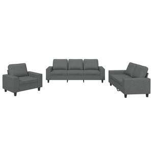 vidaXL 3 pcs conjunto de sof&aacute;s tecido cinzento-escuro