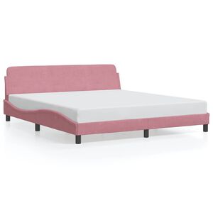 vidaXL Estrutura de cama com cabeceira Dover 180x200 cm veludo rosa
