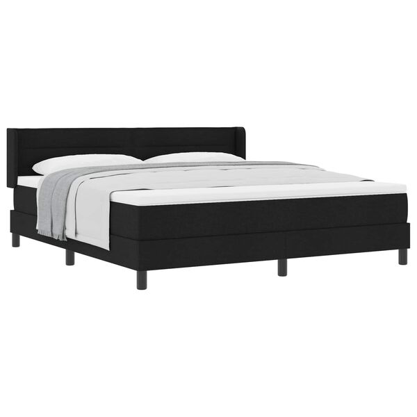 vidaXL Cama Box com colch&atilde;o com cabeceira Preto 200 x 180 cm tecido