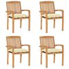 vidaXL Cadeiras de jardim empih&aacute;veis c/ almofad&otilde;es 4 pcs teca maci&ccedil;a