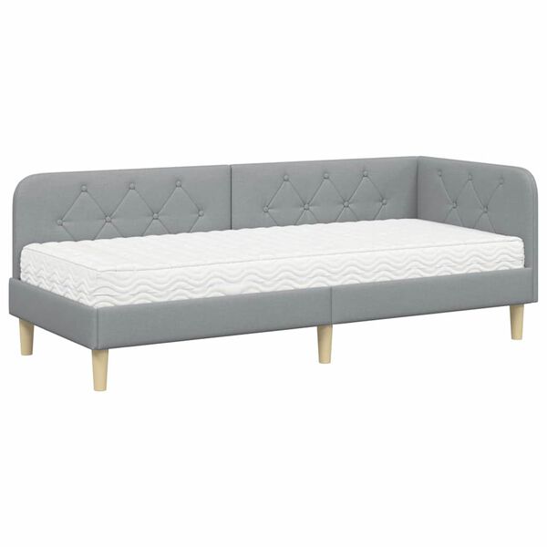 vidaXL Estrutura de Cama de Canto Cinzento-claro 80 x 200 cm tecido