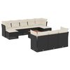 vidaXL 11 pcs conjunto sof&aacute;s de jardim c/ almofad&otilde;es vime PE preto