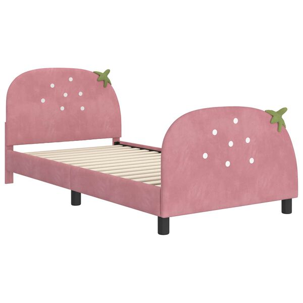 vidaXL Estrutura de Cama Infantil com Cabeceira Rosa 90 x 190 cm