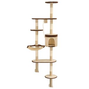 vidaXL &Aacute;rvore p/ gatos parede arranhadores sisal 194 cm bege/castanho