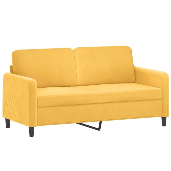 vidaXL 3 pcs conjunto sof&aacute;s c/ almofadas/almofad&otilde;es veludo amarelo