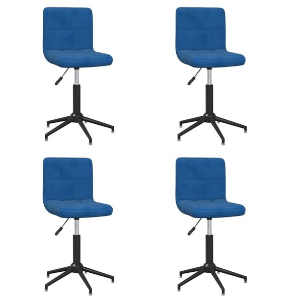 vidaXL Cadeiras de jantar girat&oacute;rias 4 pcs veludo azul