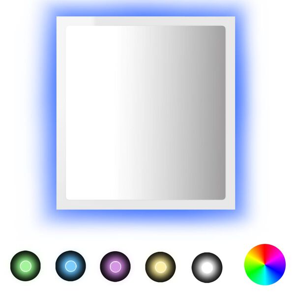 vidaXL Espelho casa banho c/ LED 40x8,5x37cm acrílico branco brilhante