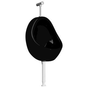 vidaXL Urinol de parede com v&aacute;lvula de descarga cer&acirc;mica preto