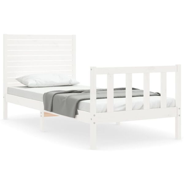 vidaXL Cama sem colch&atilde;o 90x200 cm madeira de pinho maci&ccedil;a branco