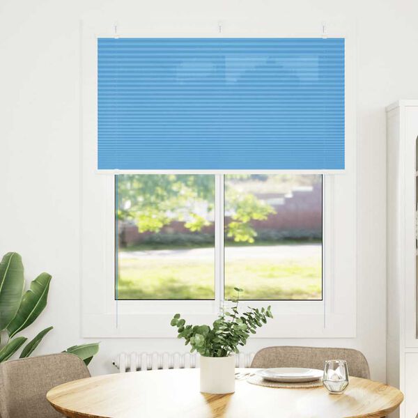 vidaXL Azul Plissada Cega 105x100 cm Largura Tecido 104,4cm Poli&eacute;ster