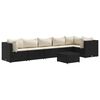 vidaXL 7 pcs conjunto lounge de jardim c/ almofad&otilde;es vime PE preto