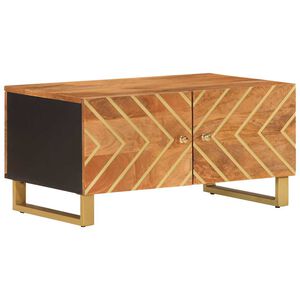 vidaXL Mesa de centro 80x50x40 cm mangueira maci&ccedil;a castanho e preto