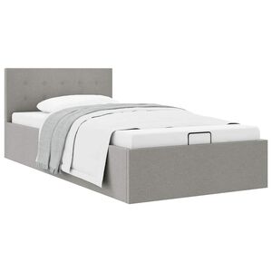 vidaXL Cama hidr&aacute;ulica arruma&ccedil;&atilde;o 90x200cm tecido cinza-claro