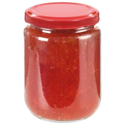 vidaXL Frascos de vidro com tampas vermelhas 48 pcs 230 ml