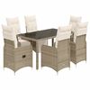 vidaXL 7 pcs conjunto bistr&ocirc; de jardim c/ almofad&otilde;es vime PE castanho