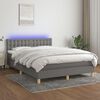 vidaXL Cama box spring c/ colch&atilde;o e LED 140x190 cm tecido cinza-escuro