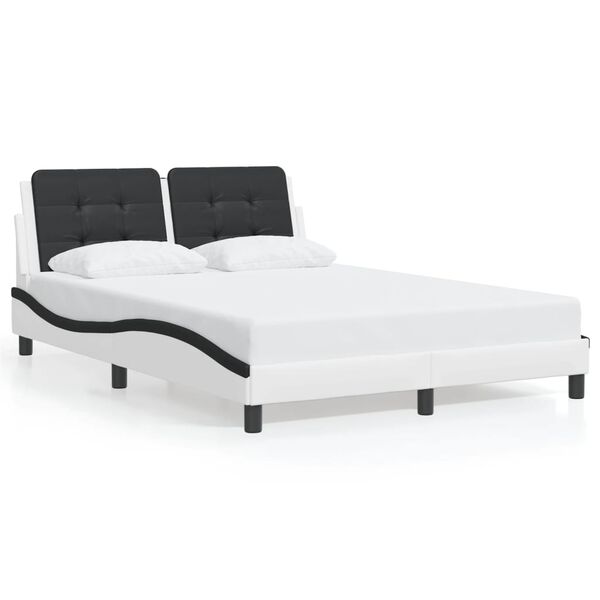 vidaXL Estrutura de cama com LED sem colch&atilde;o Zadar 140x190cm branco/preto
