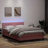 vidaXL Cama box spring c/ colch&atilde;o e LED 140x220 cm veludo rosa