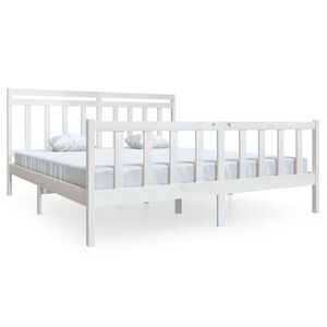 vidaXL Estrutura de cama super king 180x200 cm madeira maci&ccedil;a branco