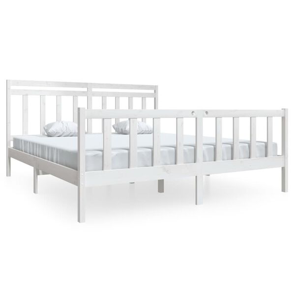 vidaXL Estrutura de cama super king 180x200 cm madeira maciça branco