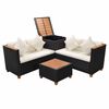 vidaXL 4 pcs conjunto lounge de jardim c/ almofad&otilde;es vime PE preto