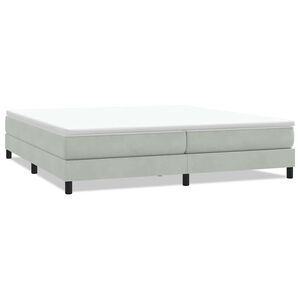 vidaXL Cama com molas sem colch&atilde;o cinzento-claro 200x220 cm veludo