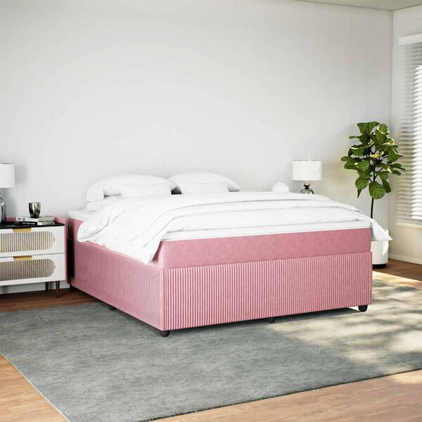 vidaXL Cama com molas/colch&atilde;o 180x200 cm veludo rosa