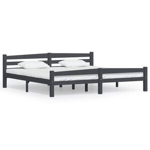 vidaXL Estrutura de cama 200x200 cm pinho maci&ccedil;o cinzento-escuro