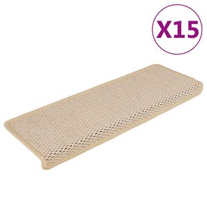 vidaXL Tapetes escada adesivos aspeto sisal 15 pcs 65x21x4 cm Berber
