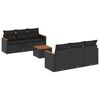 vidaXL 7 pcs conjunto de sof&aacute;s p/ jardim c/ almofad&otilde;es vime PE preto