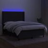 vidaXL Cama box spring c/ colch&atilde;o e LED 140x200 cm tecido preto