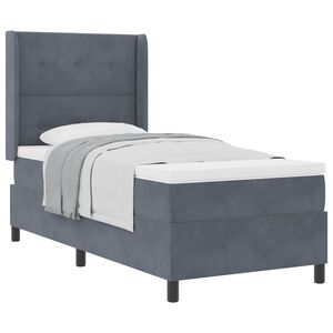vidaXL Cama Box com colch&atilde;o Cinza Escuro 80 x 200 cm Veludo