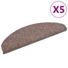vidaXL Tapetes de escada autoadesivos 5 pe&ccedil;as 65x21x4 cm marrom claro semicircular grande