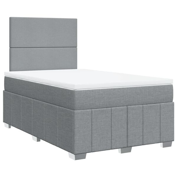 vidaXL Cama boxspring com colch&atilde;o 120x190 cm tecido cinzento-claro